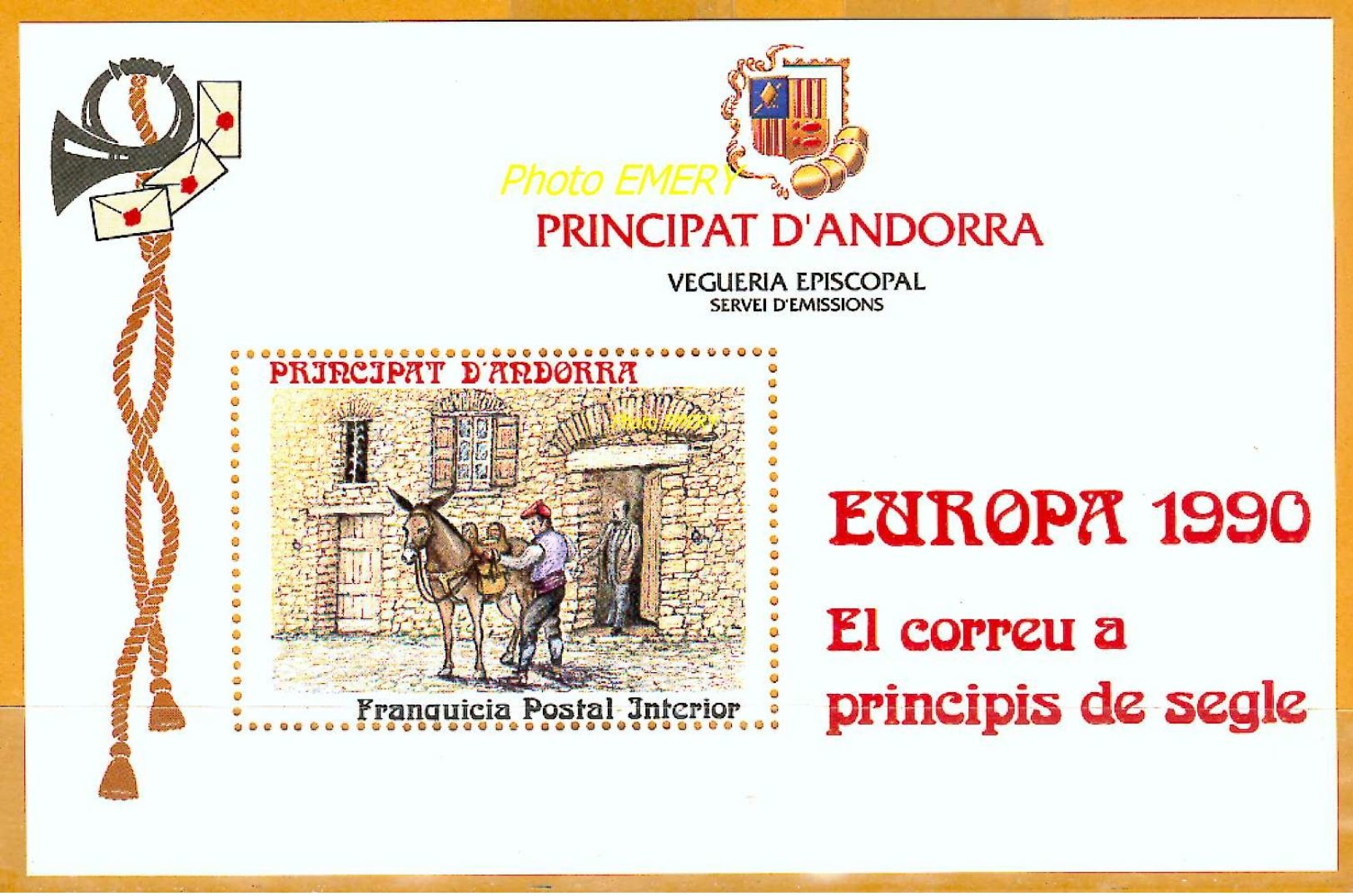 Andorra Viguerie Andorre**LUXE 1990 Bloc Feuillet 19 Europa - Episcopal Viguerie