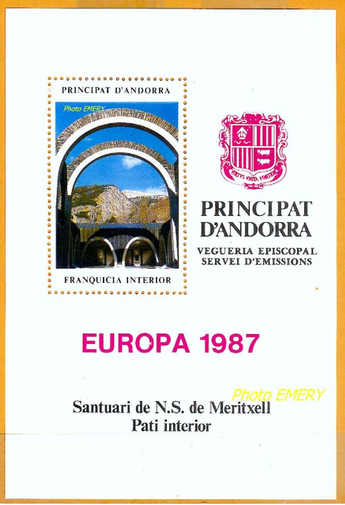 Andorra Viguerie Andorre**LUXE 1987 Bloc Feuillet 13 Europa - Viguerie Episcopale