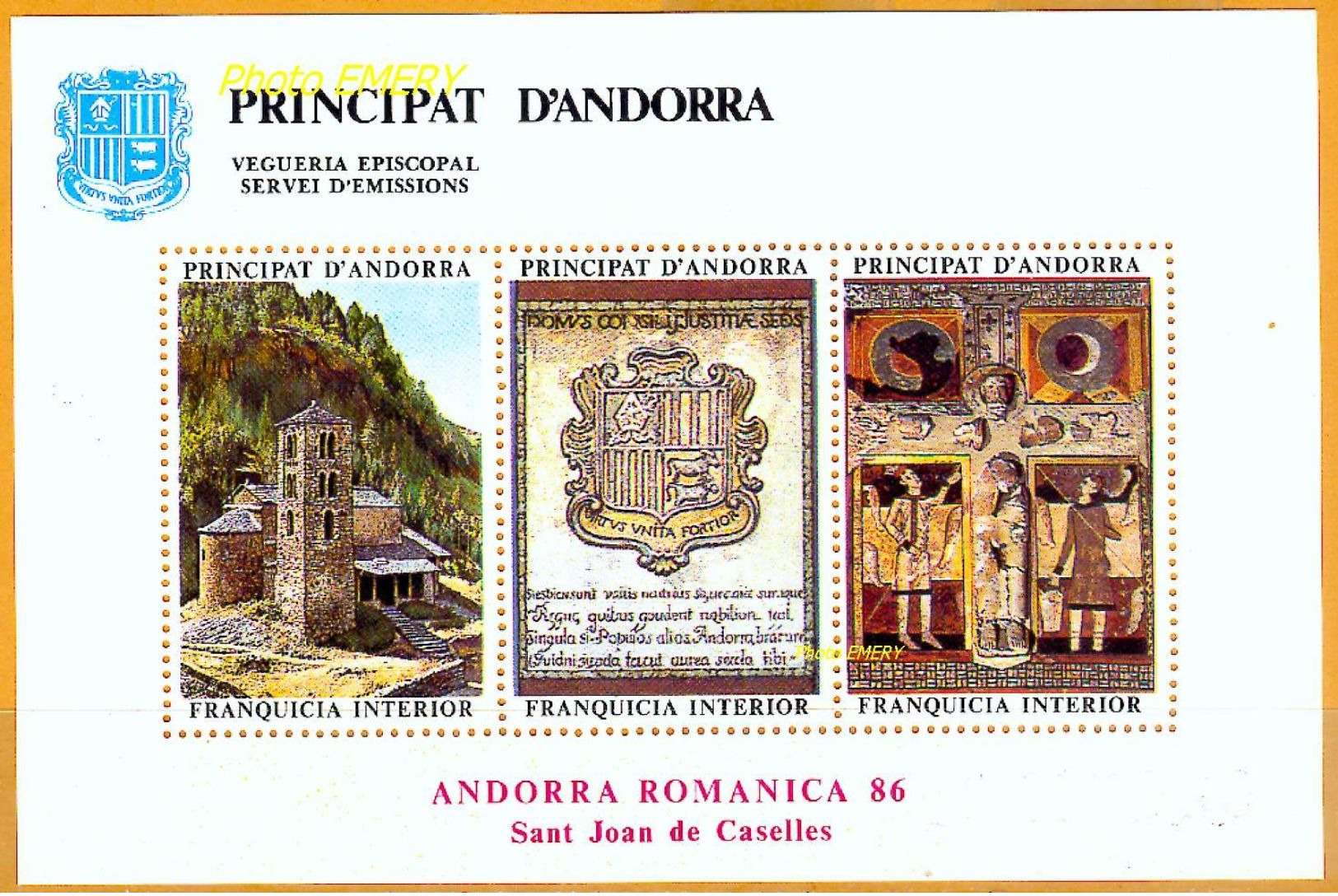 Andorra Viguerie Andorre**LUXE 1986 Bloc Feuillet 12 Noêl - Viguerie Episcopale