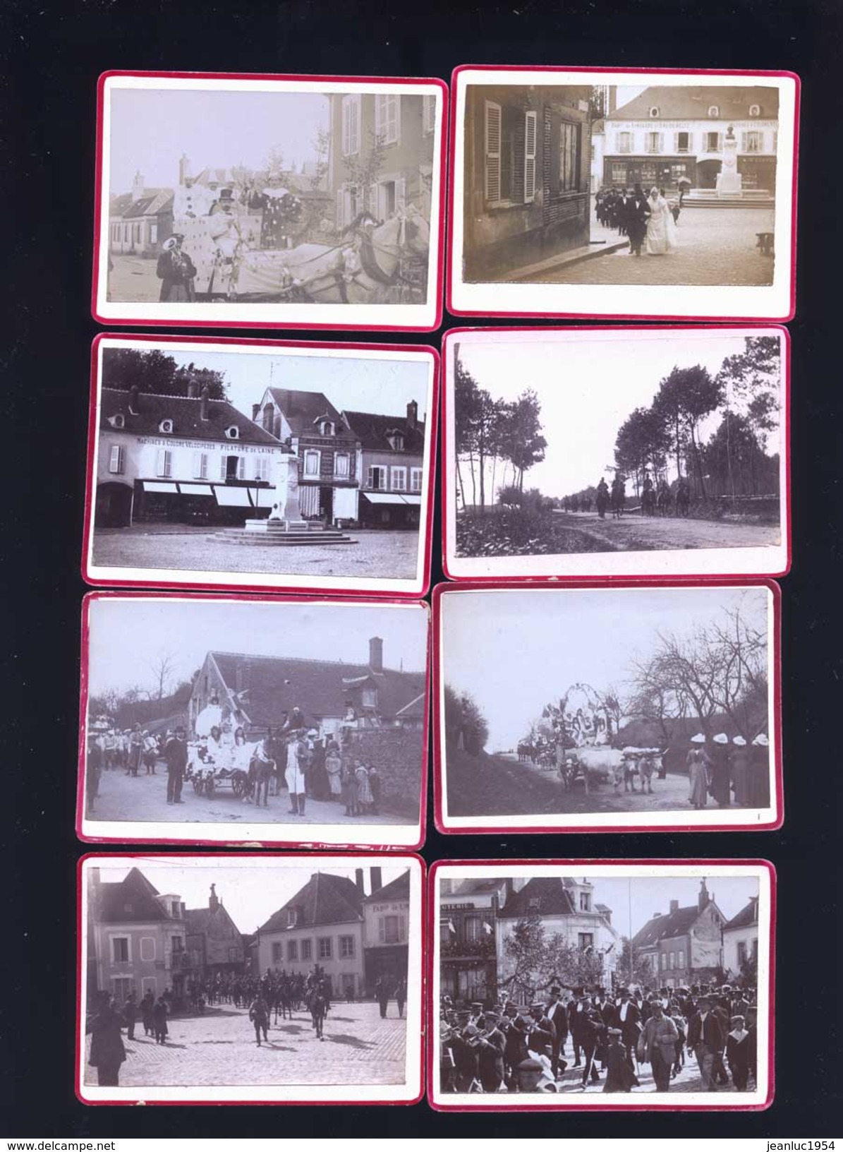 TOUCY DANS LA 89 TRES RARE COFFRET DE 29 PETITES PHOTOS AVANT 1900 CAVALCADES / MAGASINS / MILITAIRES ETC - Albums & Collections