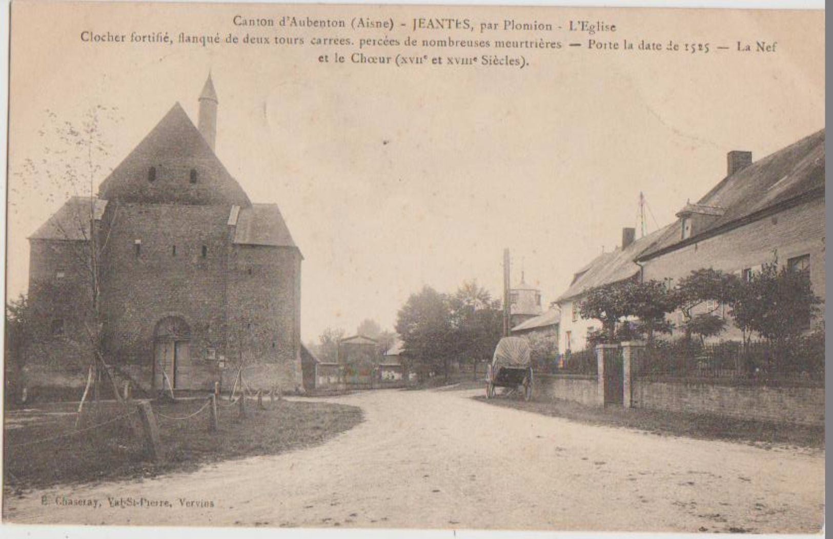 CPA 02 JEANTES Par Plomion Canton D'Aubenton Eglise Fortifiée - Autres & Non Classés