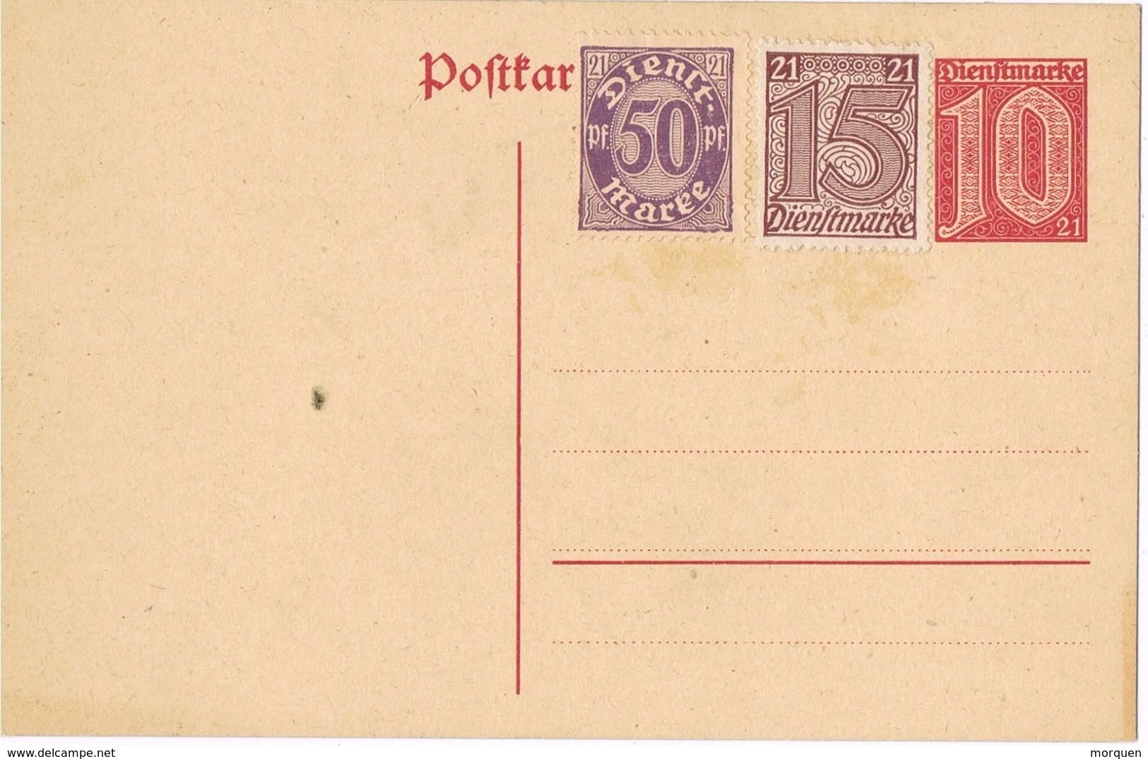 26124. Entero Postal ALEMANIA Reich, Service, Dientsmarke Postkarte - Oficial