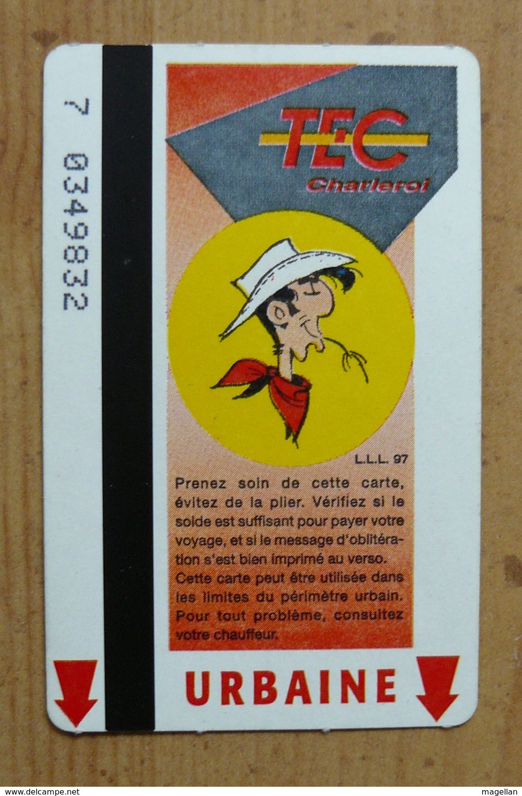 Ticket De Transport TEC Charleroi Lucky Luke - Bus - Métro & Tramway - Autres & Non Classés