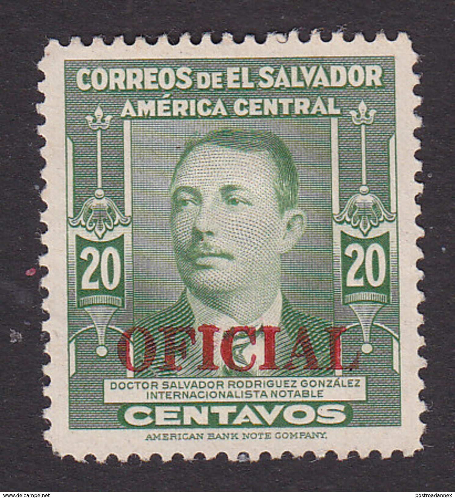 El Salvador, Scott #O366, Mint No Gum, Salvador Rodriguez Gonzalez Overprinted, Issued 1948 - El Salvador