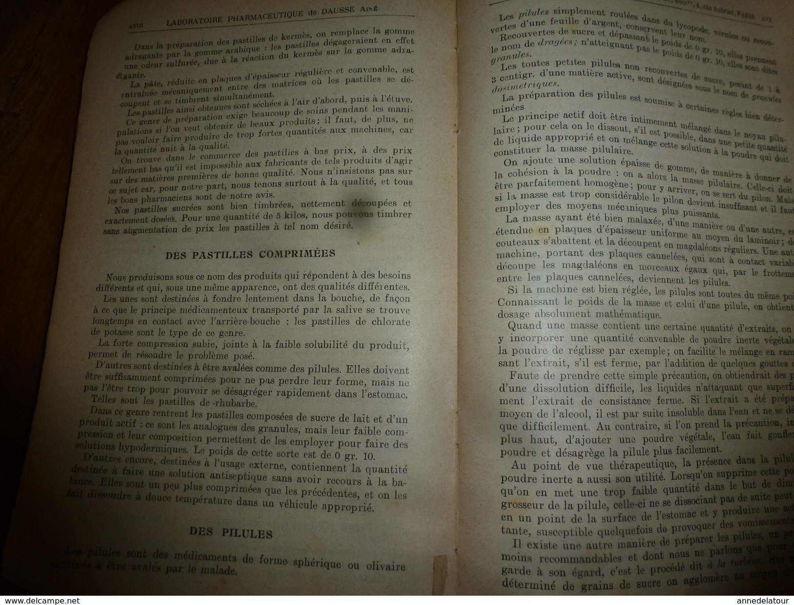 1908 1ère éd. Labo. Pharmaceutique de DAUSSE Ainé : Essais Préparations Galéniques ,nombreuses photos dans les ateliers