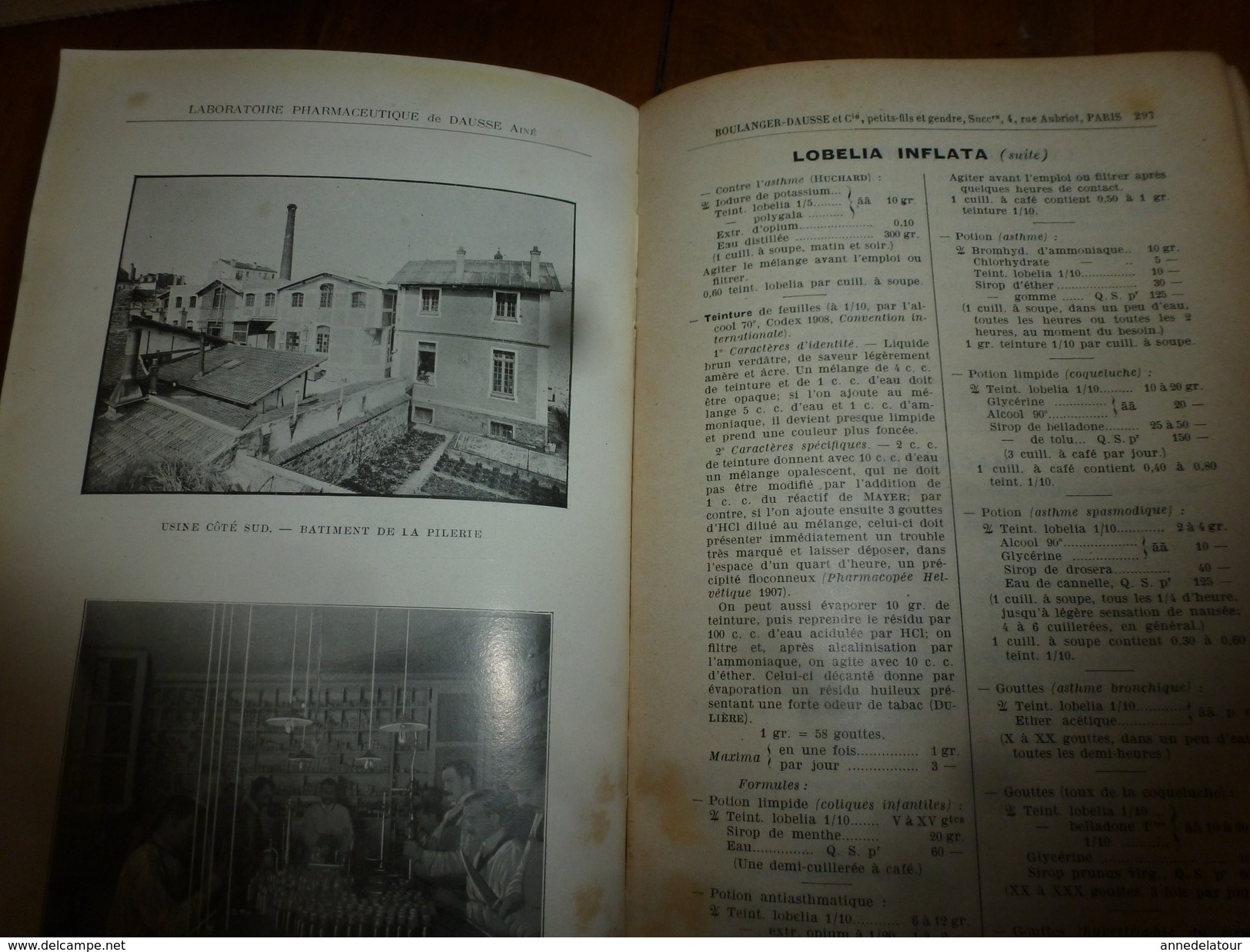 1908 1ère éd. Labo. Pharmaceutique de DAUSSE Ainé : Essais Préparations Galéniques ,nombreuses photos dans les ateliers