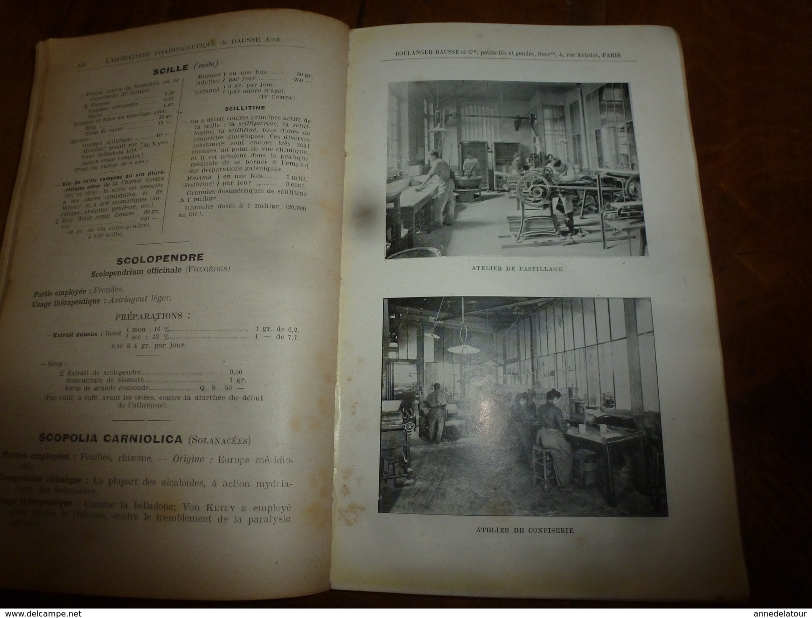 1908 1ère éd. Labo. Pharmaceutique de DAUSSE Ainé : Essais Préparations Galéniques ,nombreuses photos dans les ateliers