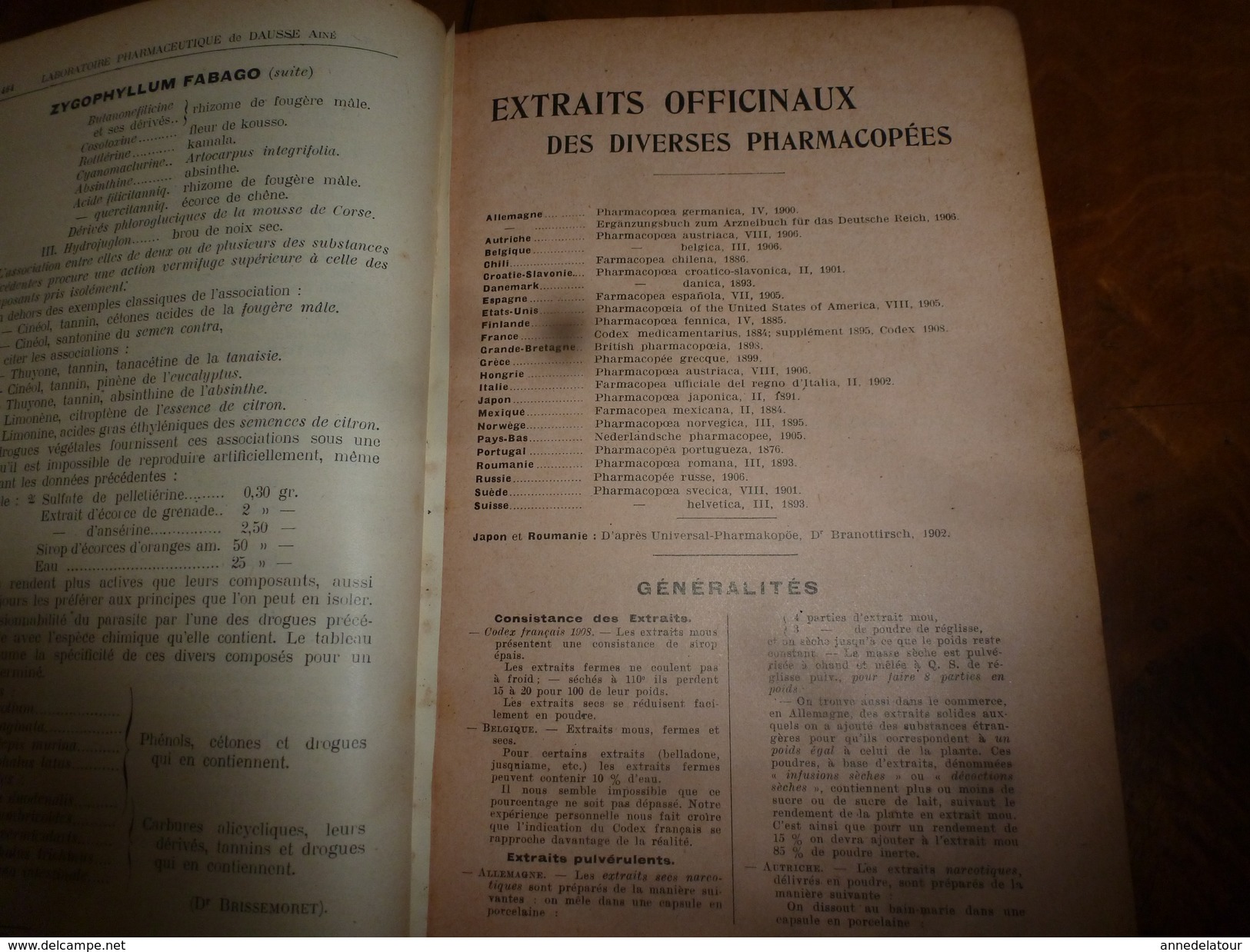 1908 1ère éd. Labo. Pharmaceutique de DAUSSE Ainé : Essais Préparations Galéniques ,nombreuses photos dans les ateliers