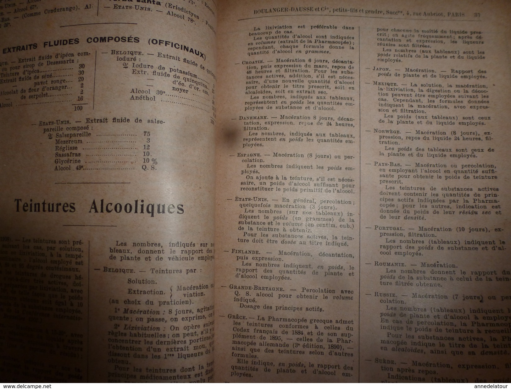 1908 1ère éd. Labo. Pharmaceutique de DAUSSE Ainé : Essais Préparations Galéniques ,nombreuses photos dans les ateliers