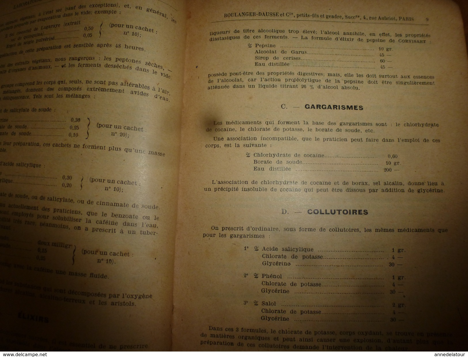 1908 1ère éd. Labo. Pharmaceutique de DAUSSE Ainé : Essais Préparations Galéniques ,nombreuses photos dans les ateliers