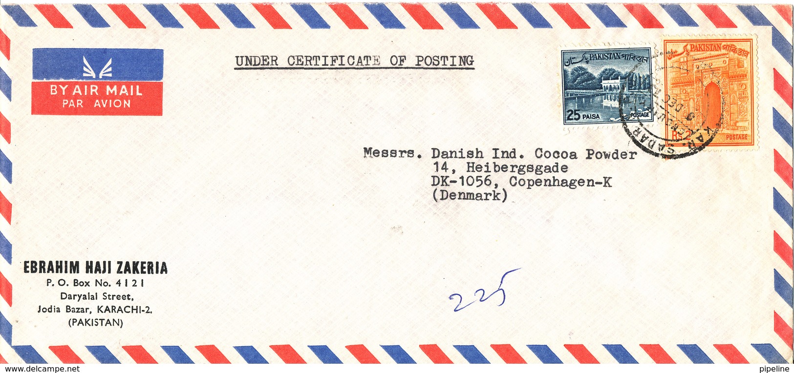 Pakistan Air Mail Cover Sent To Denmark 3-12-1973 - Pakistan