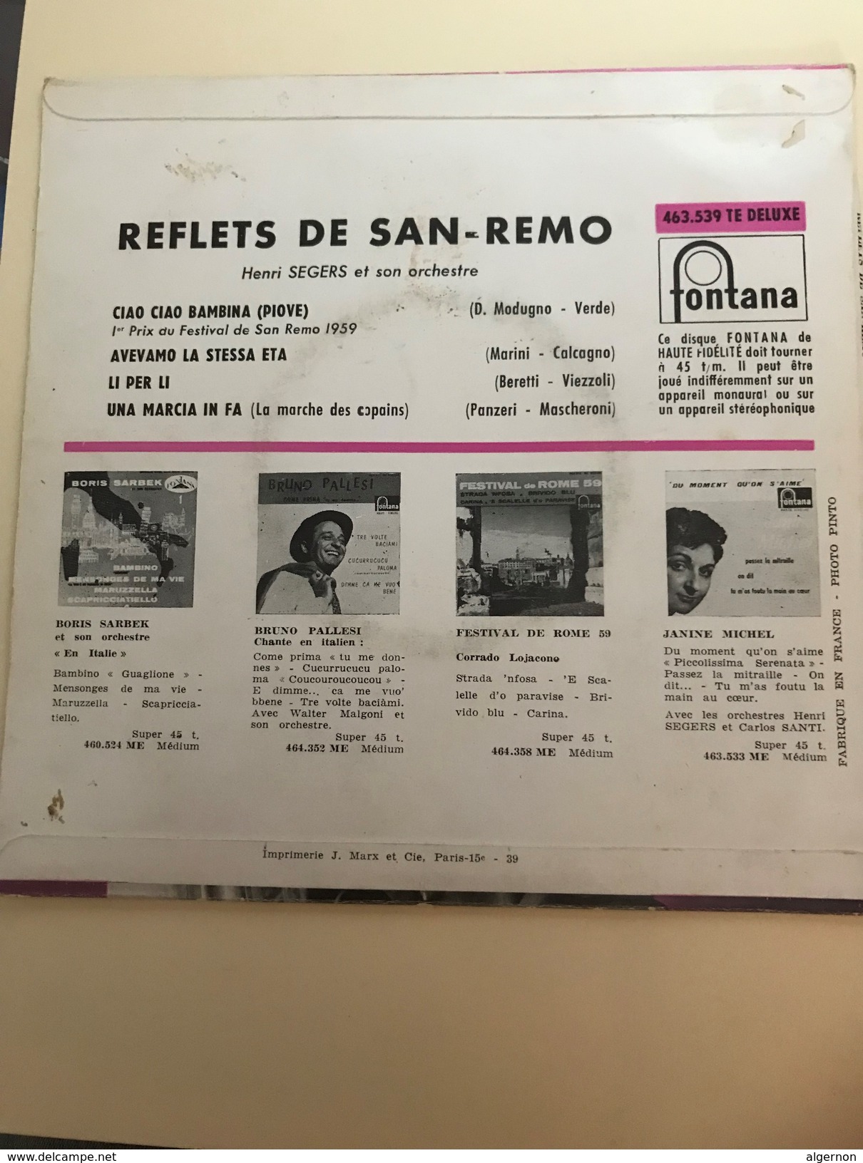 Reflets De San Remo Ciao Ciao Bambina - Autres - Musique Italienne