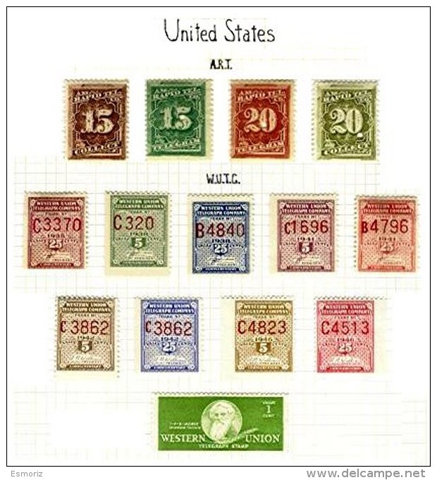 UNITED STATES, Telegraphs, * MLH, F/VF - Telegraafzegels