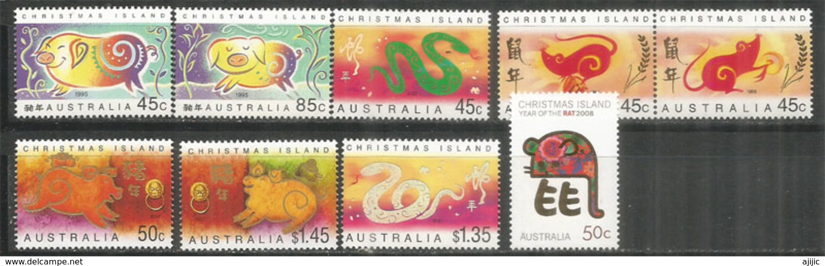 CHRISTMAS ISLAND. Chinese New-Year (CNY) Pig,snake,rat. 9 Stamps Mint ** - Nouvel An Chinois