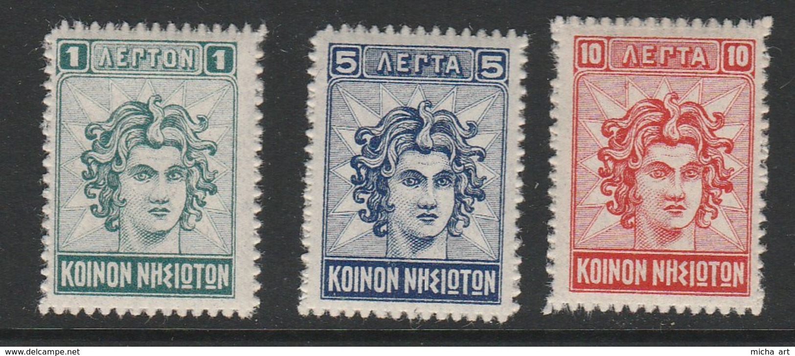 Dodecanese 1912 EGEO Aegean Grecia Administrazione Autonoma "Koinon Nisioton" Kalymnos 3V Cpl.Set MNH Y0043a - Egeo (Amministrazione Autonoma)