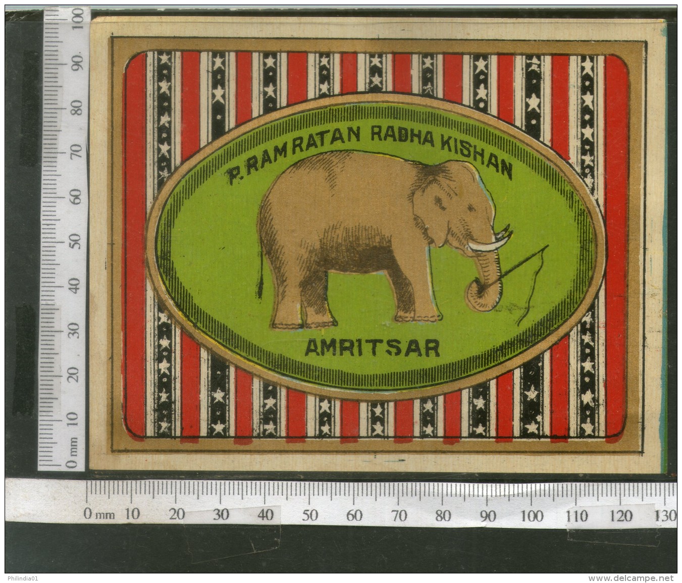India 1960's Elephant Wildlife Brand Dyeing &amp; Chemical Germany Print Label # L3 - Andere & Zonder Classificatie