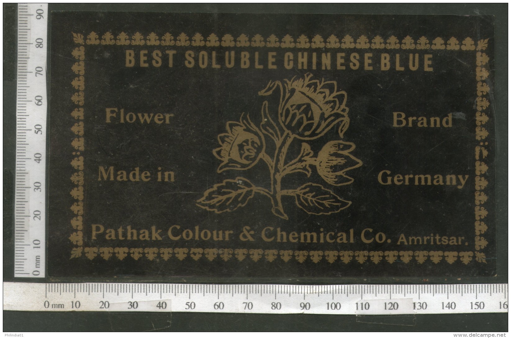 India 1960's Flower Brand Dyeing &amp; Chemical Germany Print Label # L9 - Andere & Zonder Classificatie