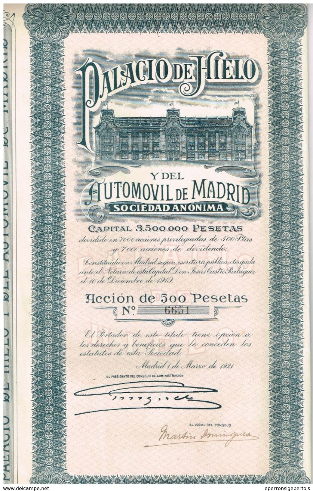 Action Ancienne - Palacio De Hielo Y Del Automovil De Madrid -Titre De 1921 - Auto's