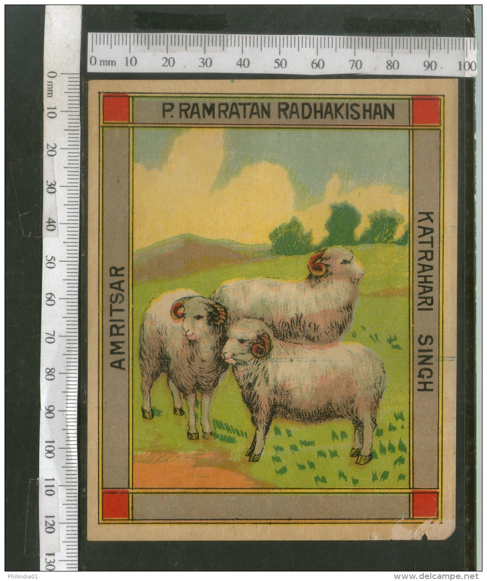 India 1960's Three Sheeps Brand Dyeing &amp; Chemical Germany Print Label # L32 - Other & Unclassified