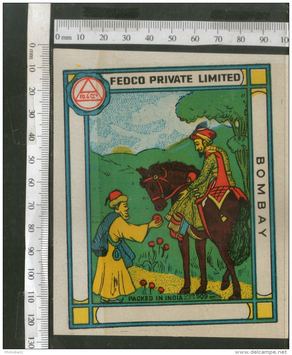 India 1960's Horse Rider Brand Dyeing &amp; Chemical Germany Print Label # L39 - Andere & Zonder Classificatie