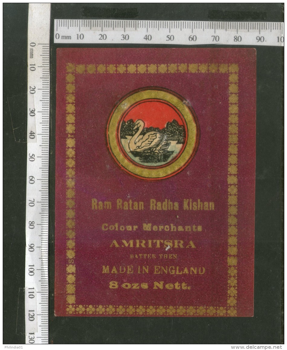 India 1960's Swan Brand Embossed Dyeing &amp; Chemical Germany Print Label # L54 - Andere & Zonder Classificatie
