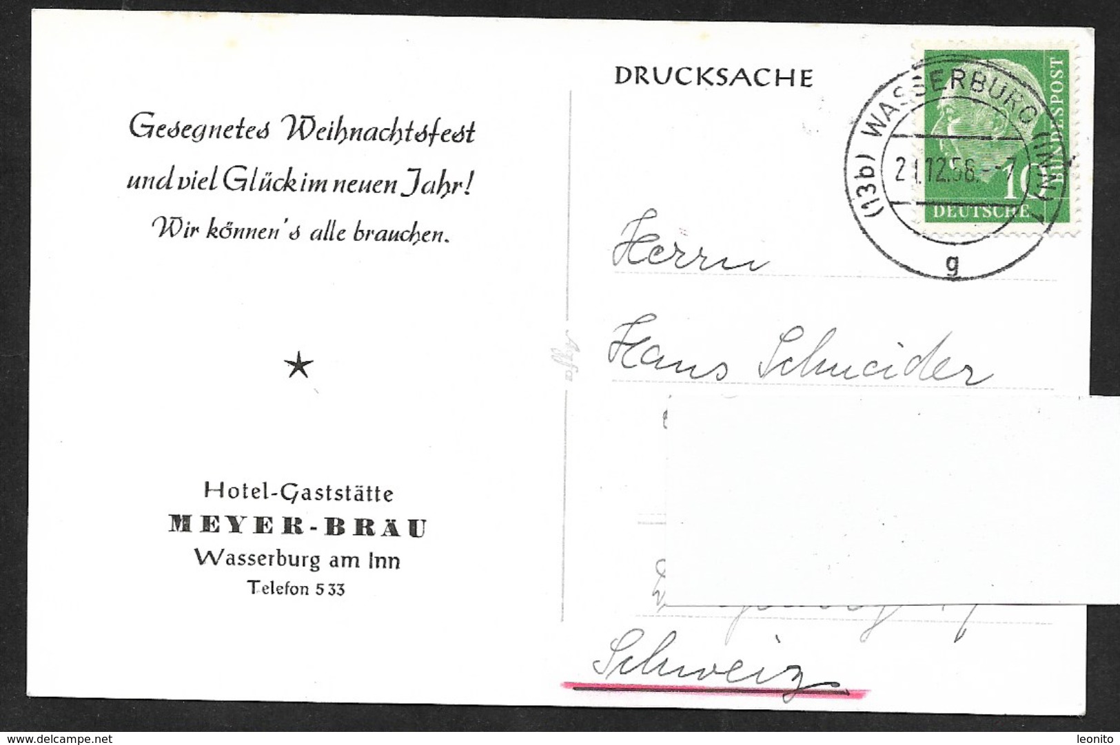 WASSERBURG Inn Bayern Rosenheim Hotel Gaststätte MEYER-BRÄU 1956 - Wasserburg (Inn)