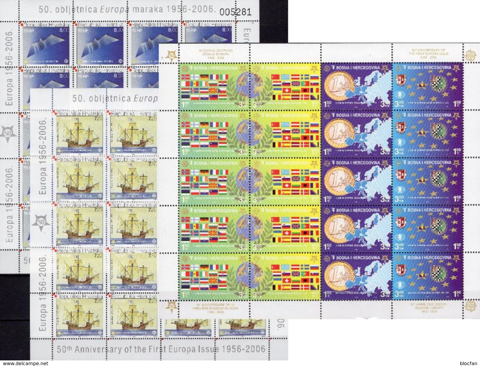 CEPT 2006 HRVATSKA 734/5+BOSNIA 419/2 In 3 KB ** 180€ Bloc Hb History EUROPA Ms Philatelic Sheetlets Bf YUGOSLAVIJA - Sammlungen