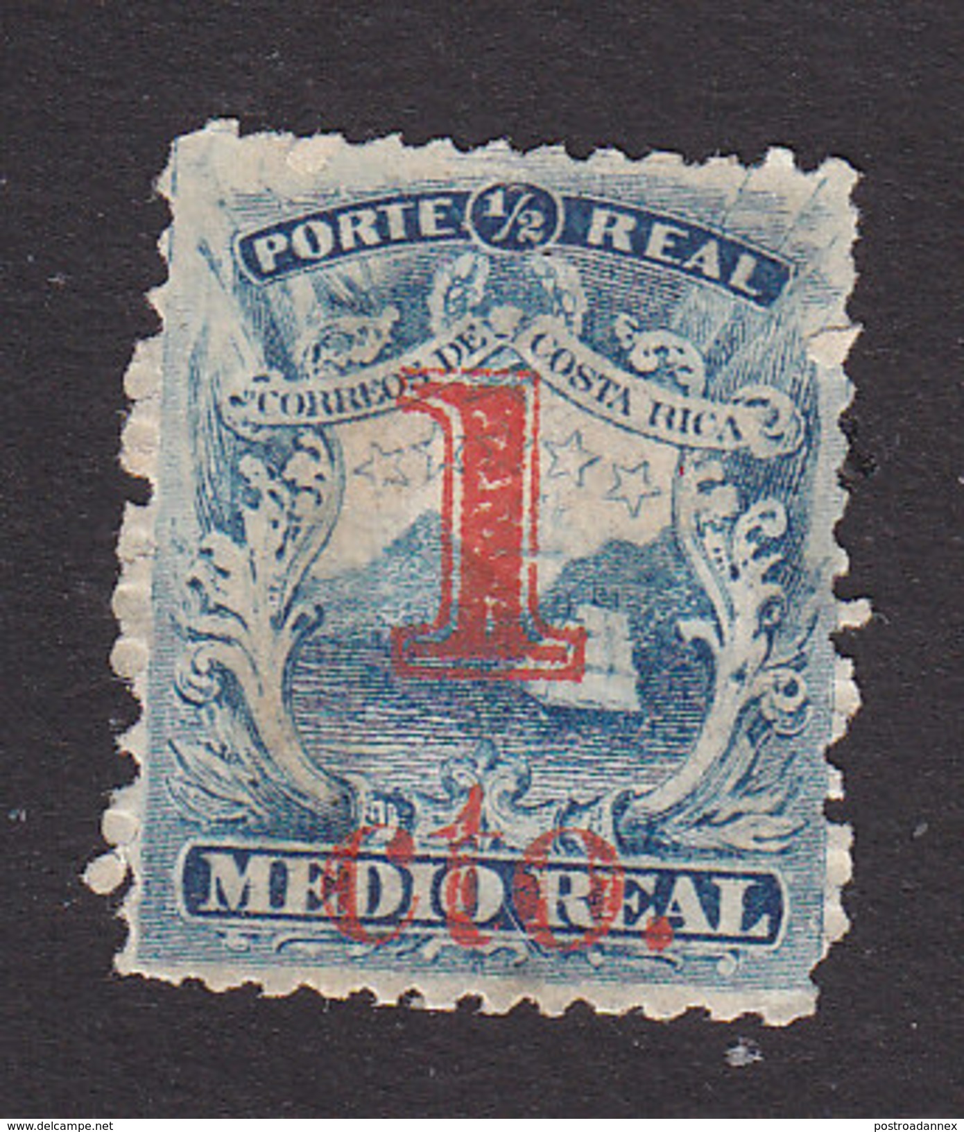 Costa Rica, Scott #7a, Mint No Gum, Coat Of Arm Surcharged, Issued 1881 - Costa Rica