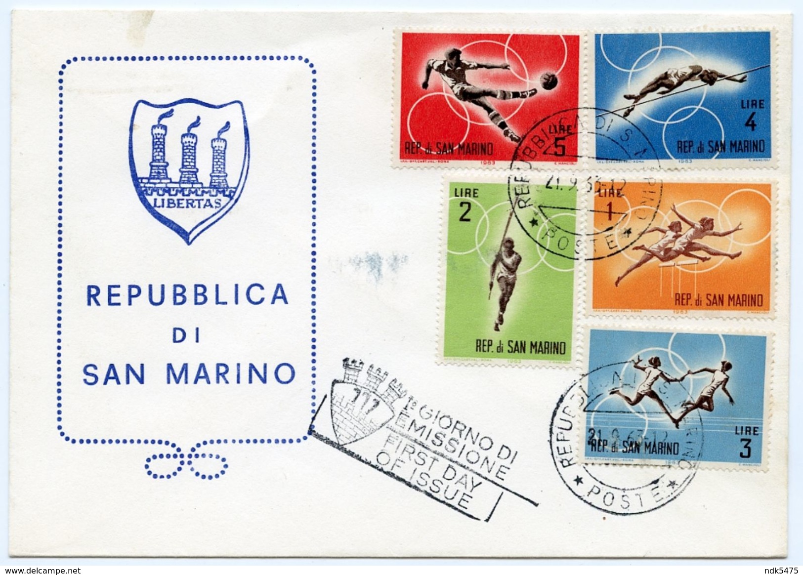 SAN MARINO : FIRST DAY OF ISSUE - SPORTS - Lettres & Documents