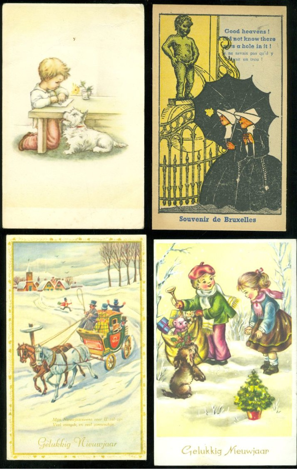 Beau lot de 60 cartes postales de fantaisie   Mooi lot 60 postkaarten van fantasie -  60 scans