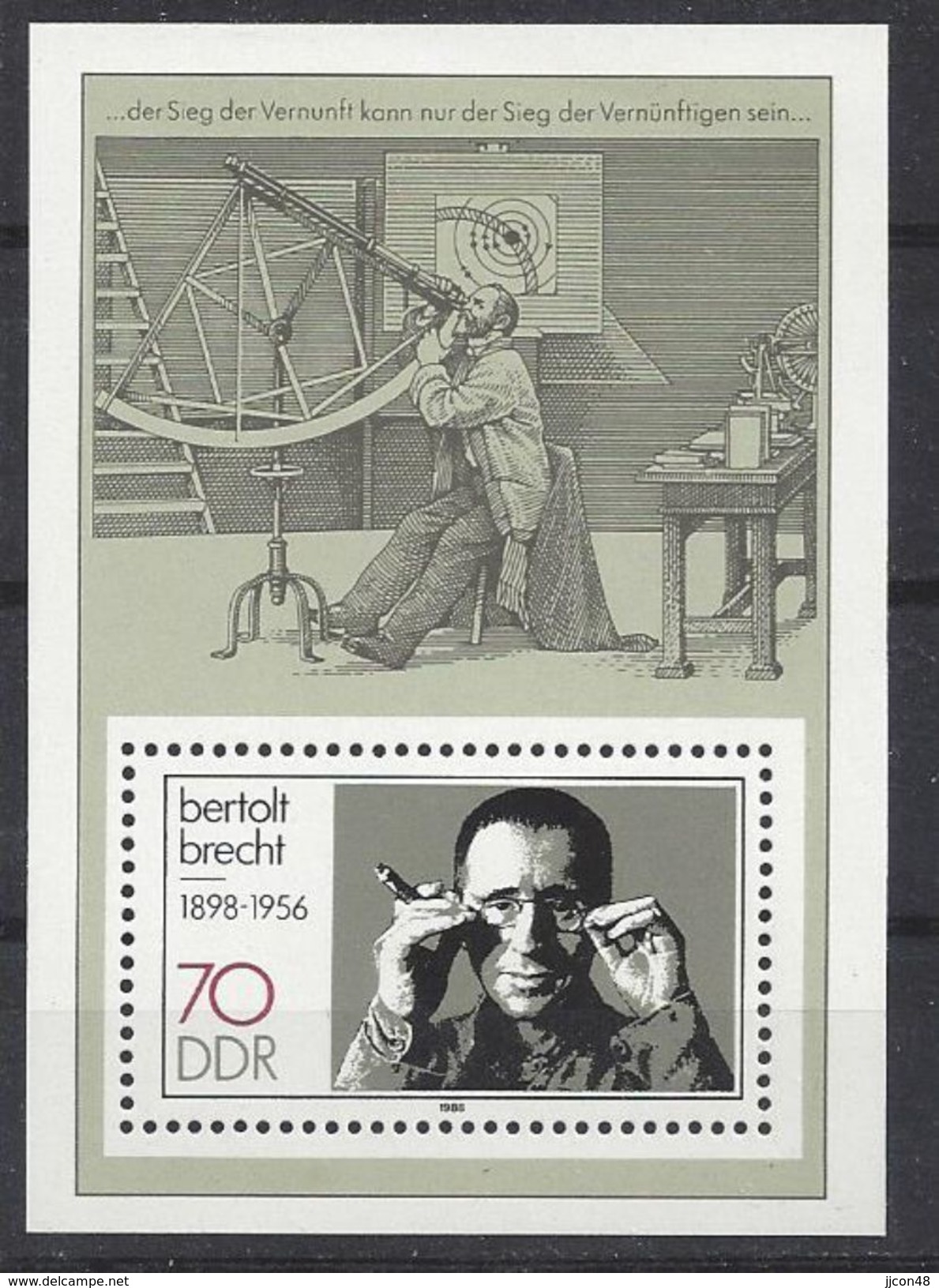 Germany (DDR) 1988 Bertolt Brecht (**) MNH  Mi.3148 (block 91) - Sonstige & Ohne Zuordnung