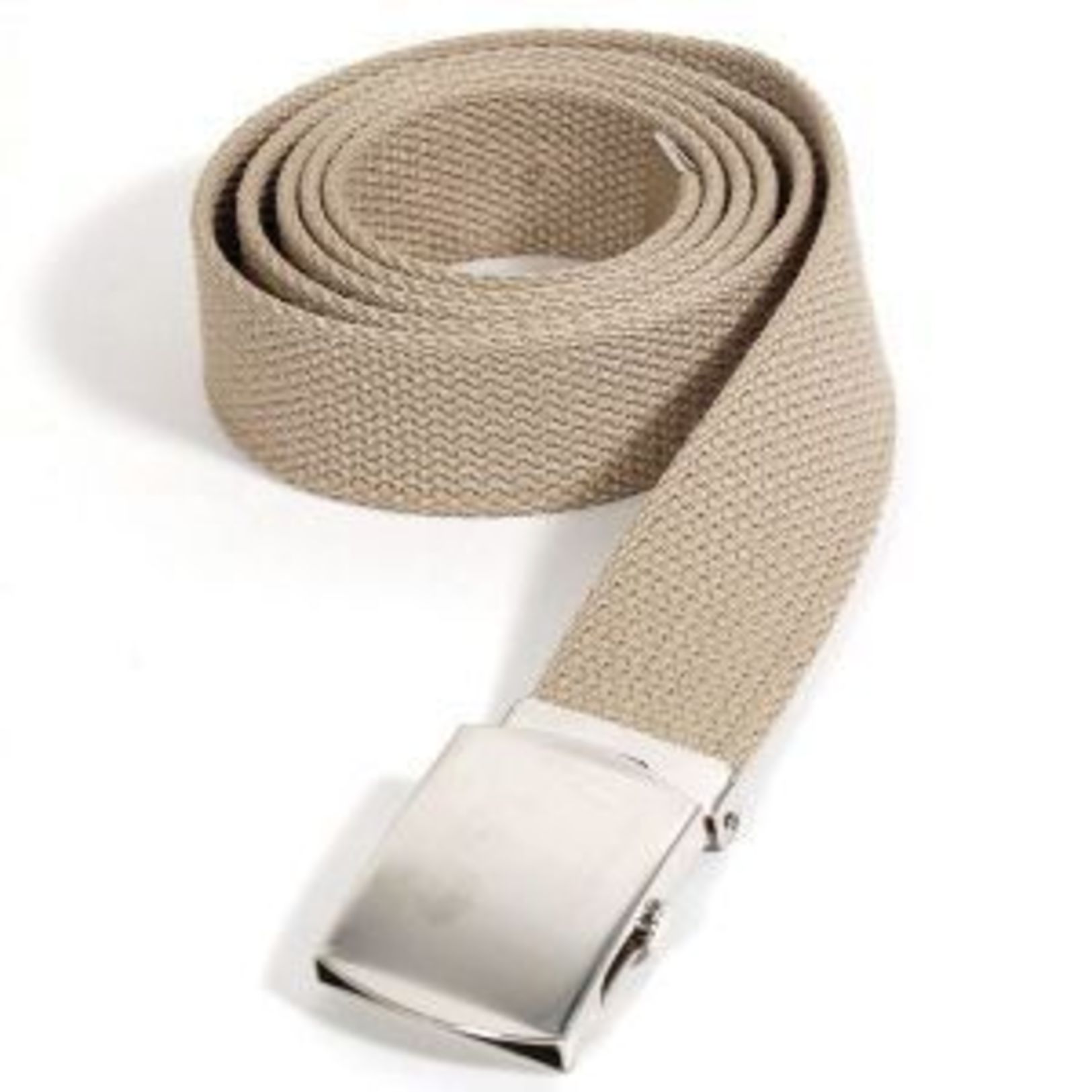 Ceinture En Toile Coton Beige Boucle Argent NEUVE - Divise