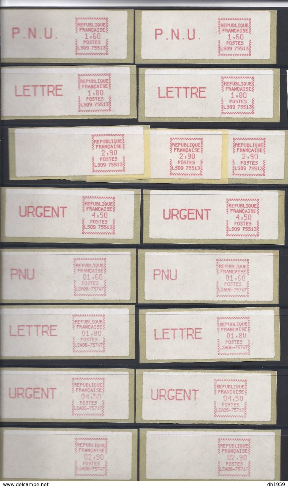 FRANCE VIGNETTE 62x VIGNETTES TIMBRES DISTRIBUTEUR LISA AUTOMATENMARKEN AUTOMATENMARKE ATM LABEL - 1981-84 Types « LS » & « LSA » (prototypes)