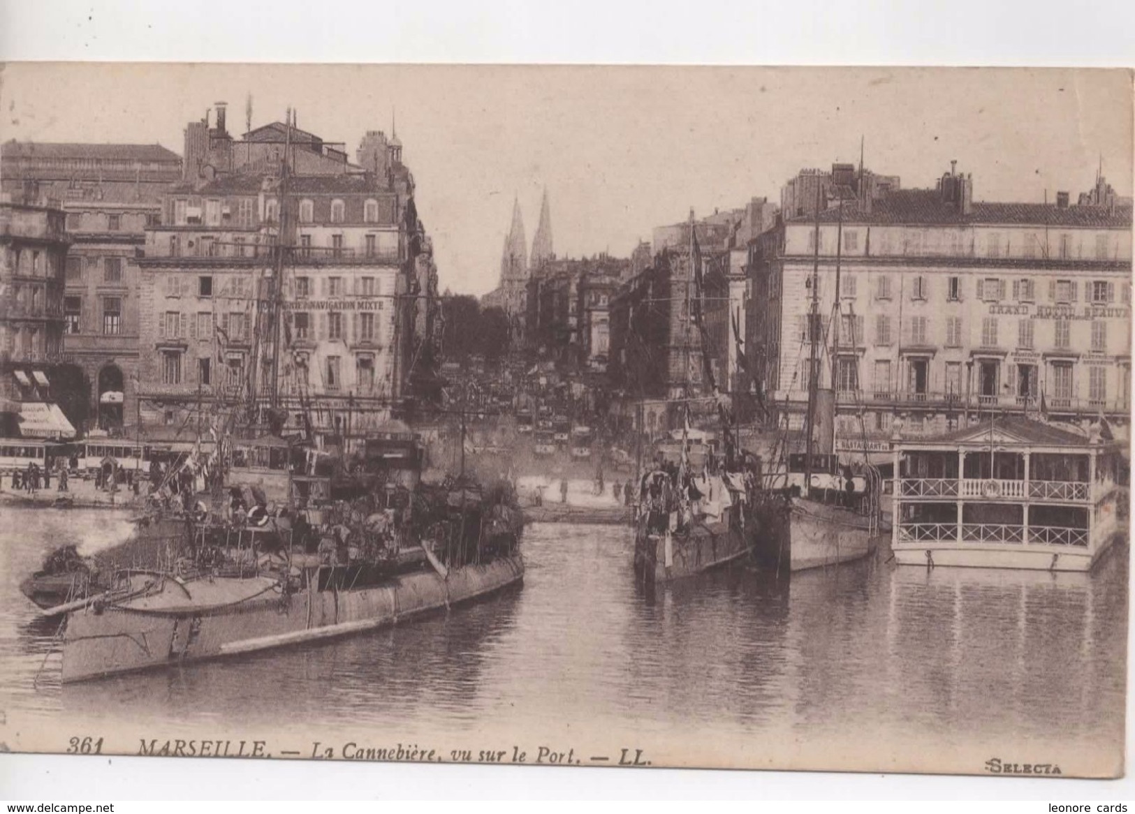 Cpa.13.Marseille.1943.La Canebière Vue Sur Le Port - Canebière, Centre Ville