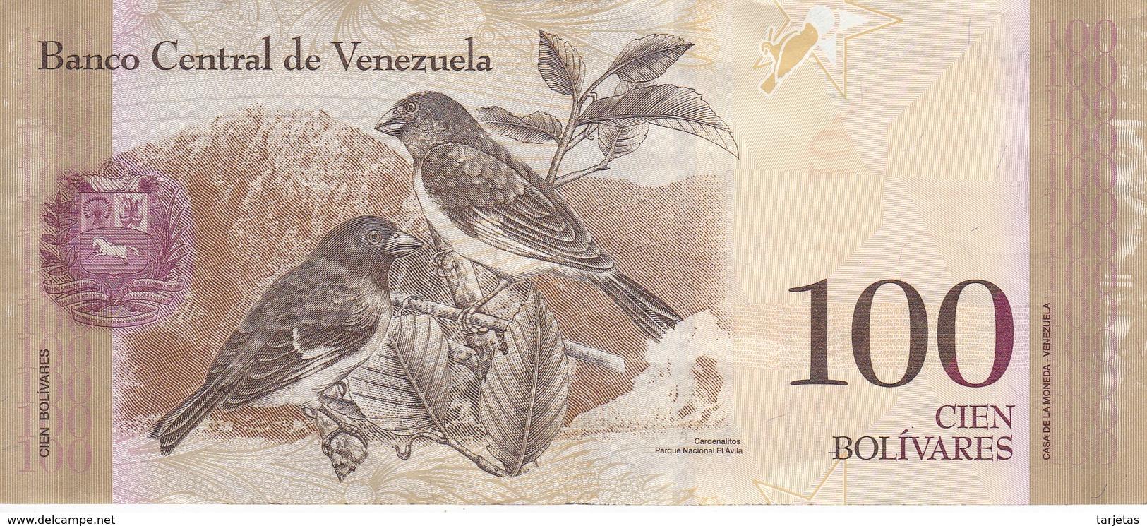 BILLETE DE VENEZUELA DE 100 BOLIVARES 23 DE JUNIO DEL 2015   (BANK NOTE) PAJARO - Venezuela