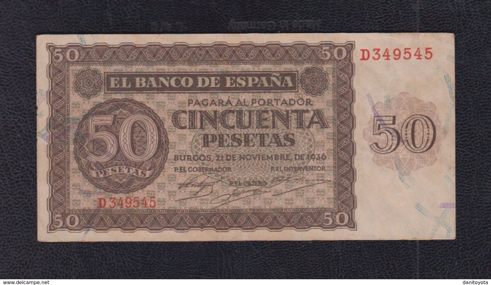 EDIFIL 420a.   50 PTAS 21 DE NOVIEMBRE DE 1936 SERIE D. CONSERVACIÓN MBC+ - 50 Pesetas