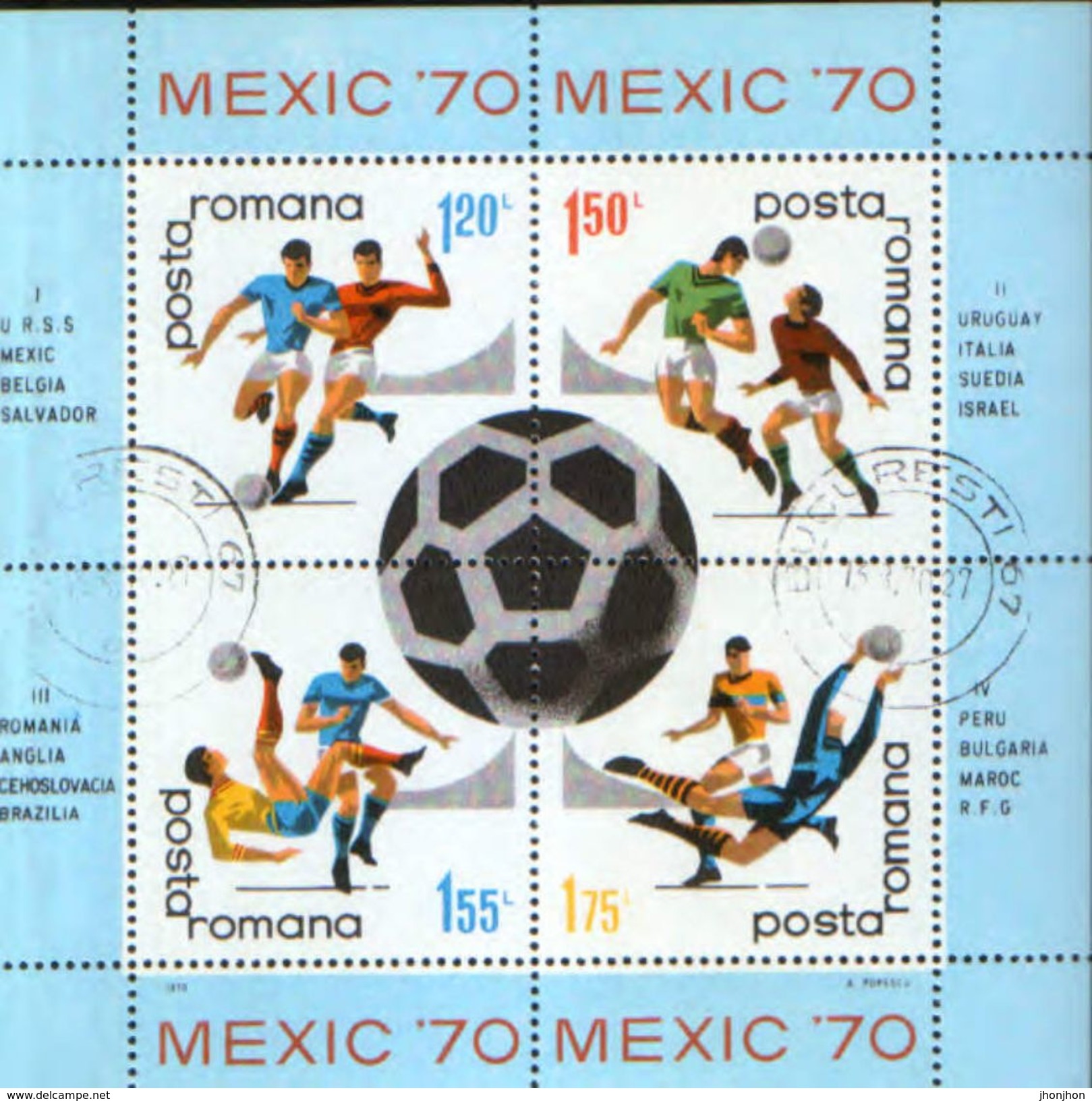 Romania - 4 Blocks Used, Cosmos, Tokyo Olympic Games And FIFA World Cup Mexico  - 5/scans - Estate 1964: Tokio