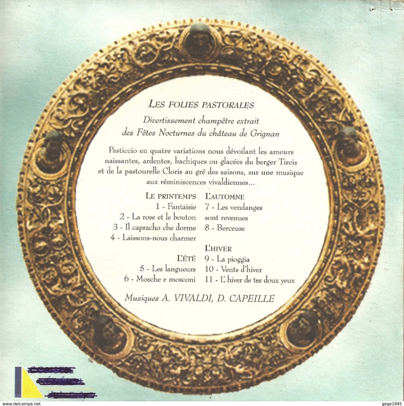 CD     Les  Folies  Pastorales  "  Orchestre Du Château De Grignan ( Drôme )  "     De  2000    Avec  11  Titres - Ediciones De Colección
