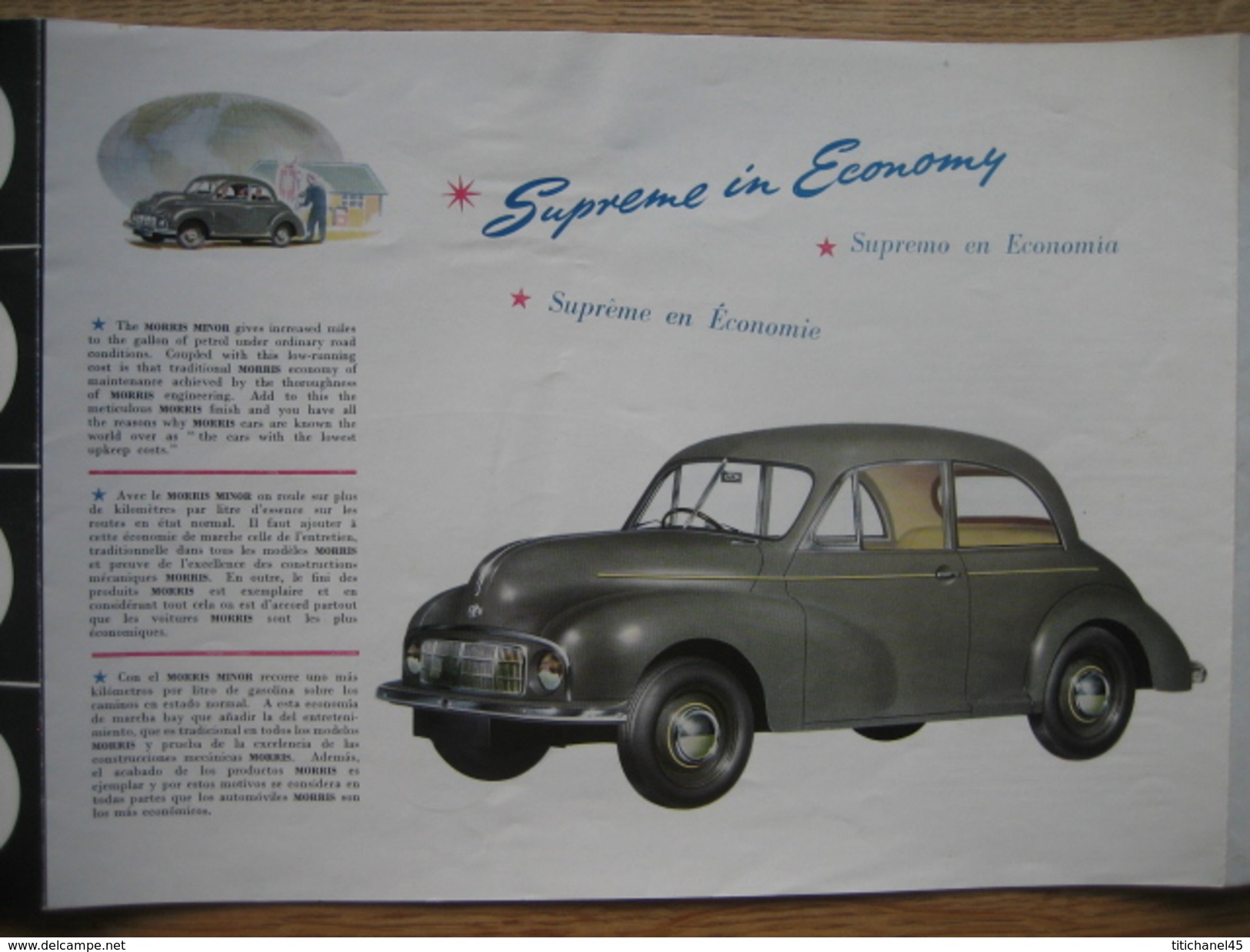 Dépliant publicitaire de 1948 Automobile MORRIS MINOR - La petite voiture suprême dans le monde - 8 pages