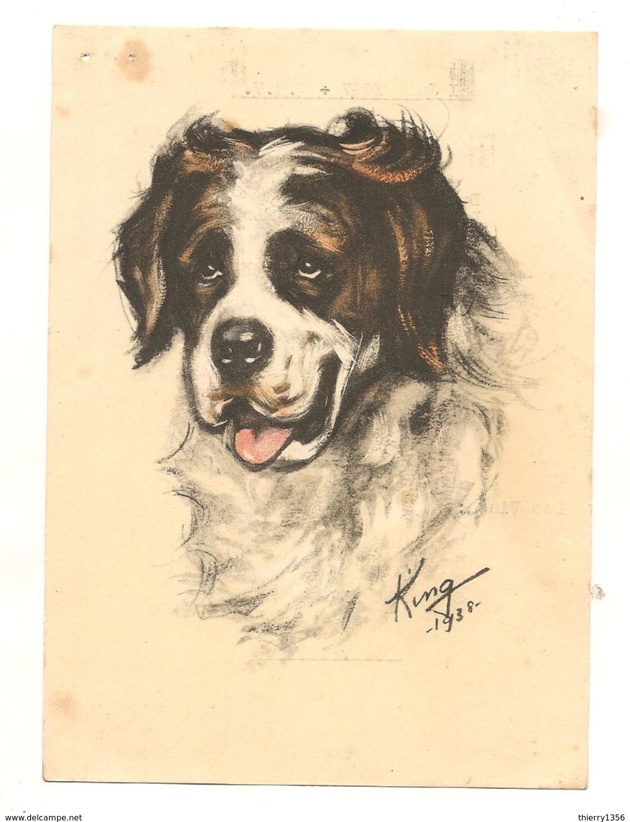 Gravure Germaine Bouret Chien  KING  17,5 Cm X 12,5  Cm - Bouret, Germaine