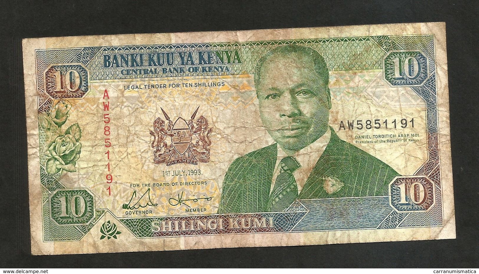 KENYA - CENTRAL BANK Of KENYA - 10 SHILLINGS (1993) - D. TOROITICH ARAP MOI - Kenia
