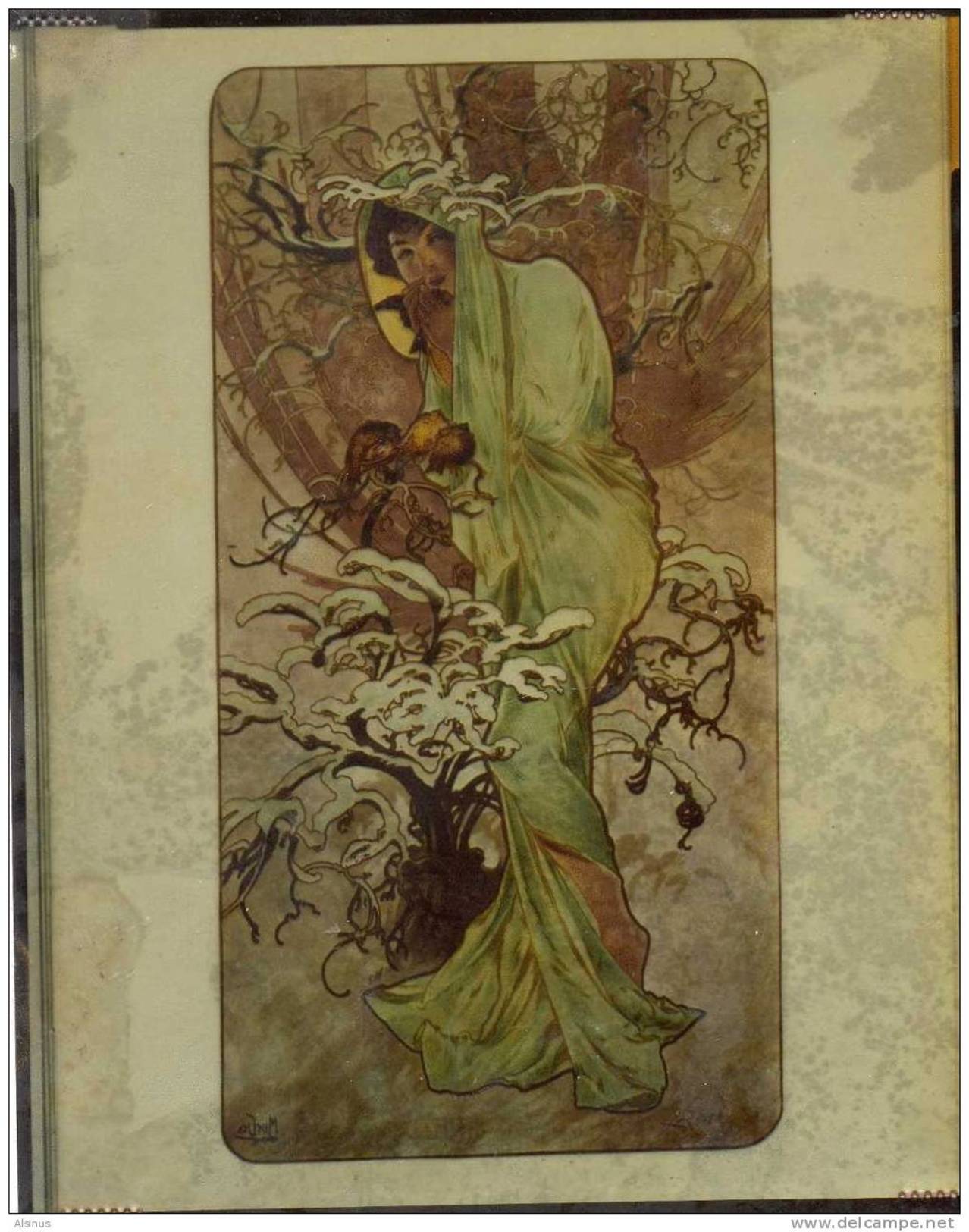 ILLUSTRATEUR A. MUCHA - NEGATIF PHOTO COULEUR - FEMME AUX OISEAUX - Mucha, Alphonse