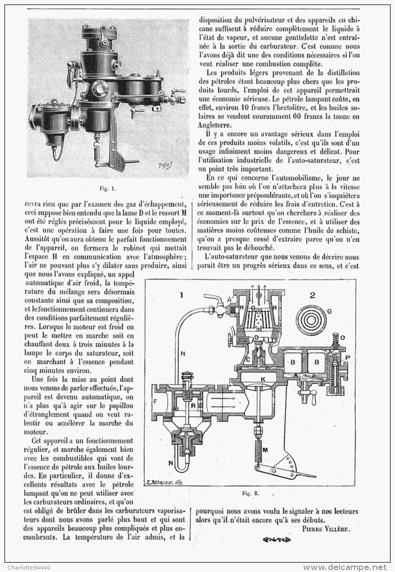 LES CARBURATEURS ( EMPLOI Du PETROLE LAMPANT Et Des HUILES LOURDES  ) 1906 - Autres & Non Classés