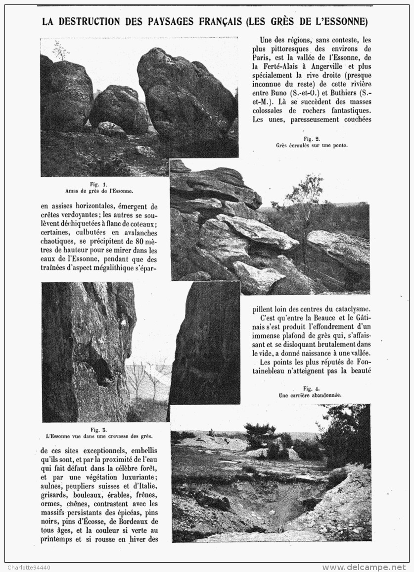 LA DESTRUCTION DES PAYSAGES FRANCAIS   ( LES GRES DE L'ESSONNE ) 1906 - Ile-de-France