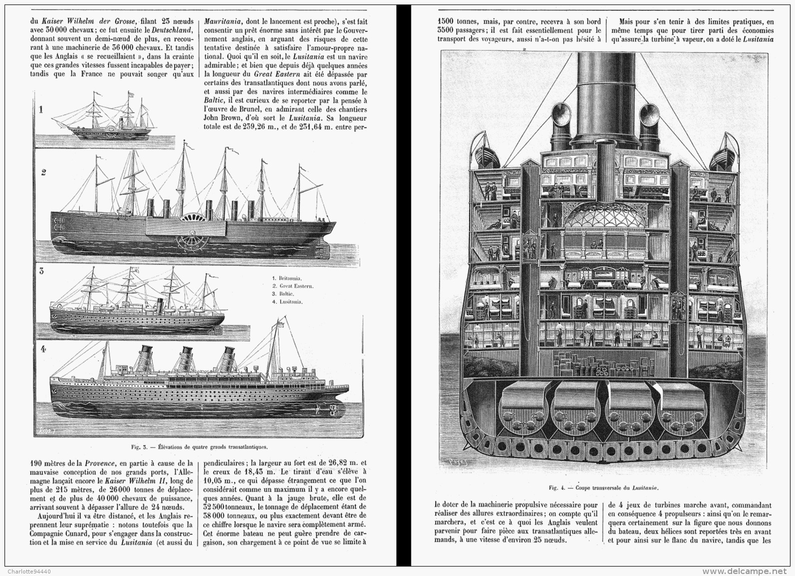 NOUVELLE ETAPE DE LA NAVIGATION TRANSATLANTIQUE (BRITANNIA / GREAT EASTERN / BALTIC / LUSITANIA )  1906 - Autres & Non Classés