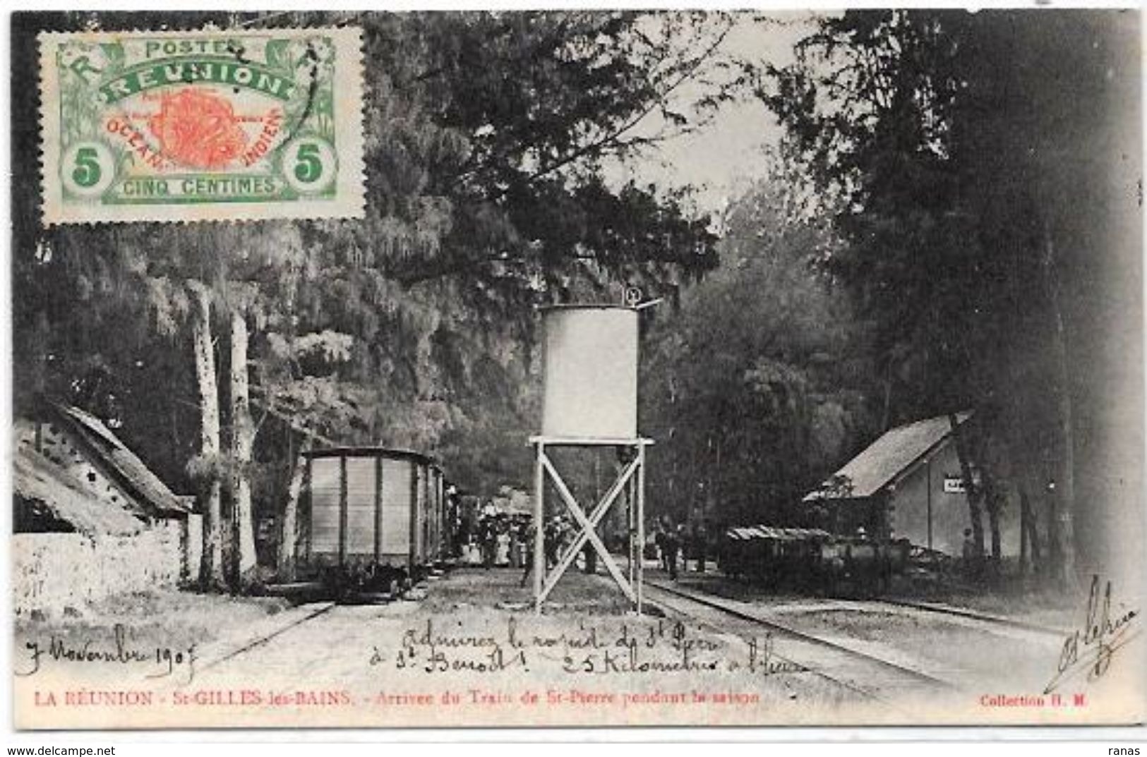 CPA Ile De La Réunion Circulé En 1907 Saint Gilles Gare Train Chemin De Fer - Other & Unclassified