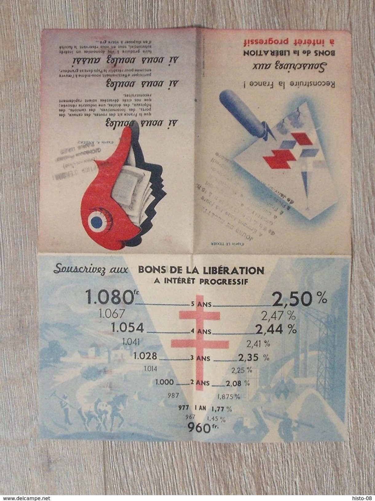 WW II - 1939 - 1945 : TRACT : EMPRUNT - BONS DE LA LIBERATION .  1944-1945 . - Historische Dokumente