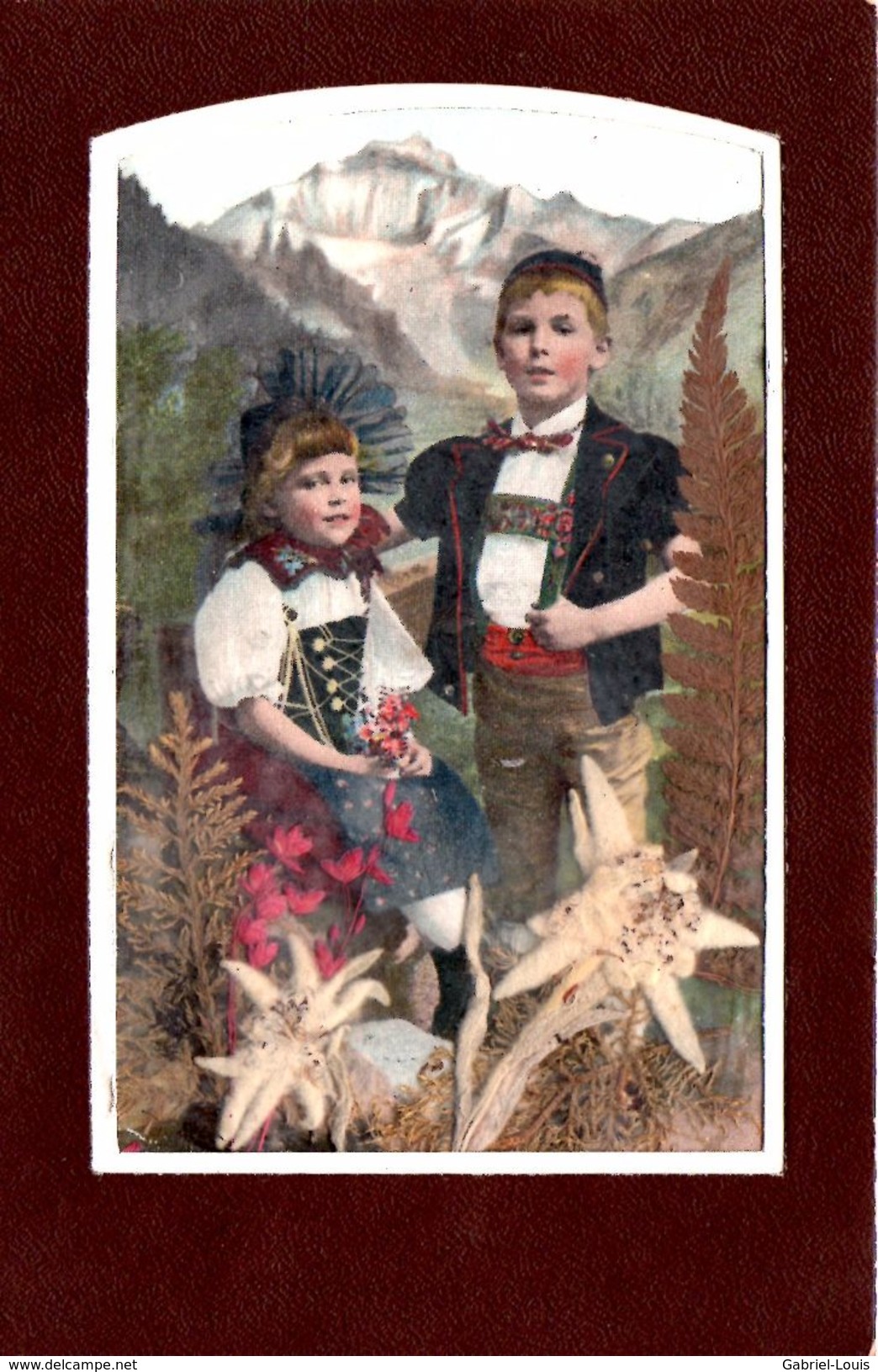 Enfants - Montagne - Alpage - Costume Bernois - Vraies Edelweiss Séchées - Fougères Séchée - Interlaken Le 17.08.1909 - Szenen & Landschaften