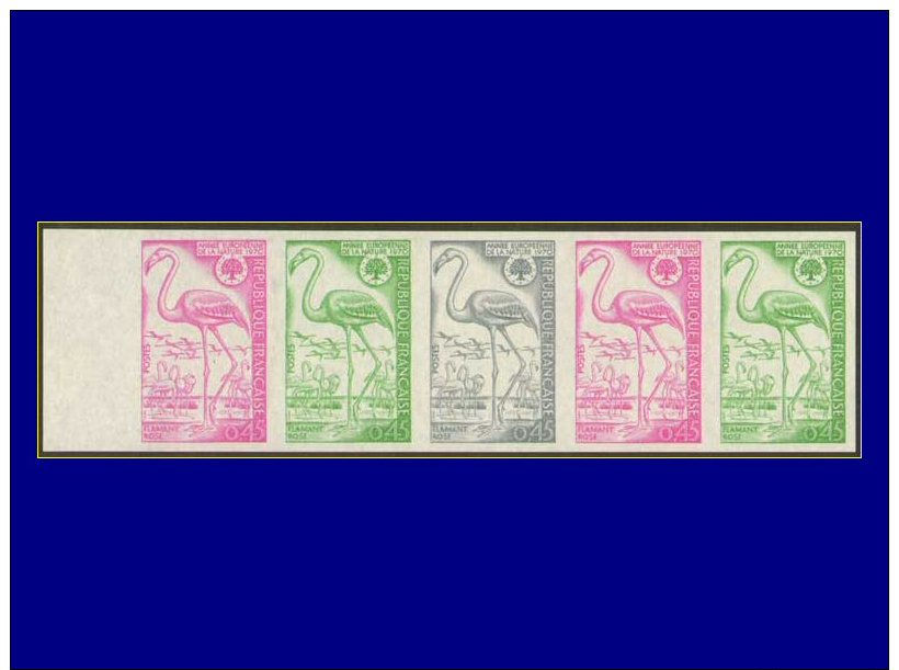 FRANCE Essais De Couleurs Yvert:1634, Bande De 5 Essais De Couleurs Différents: 0.45 Flamant Rose, Année Européenne De L - Other & Unclassified