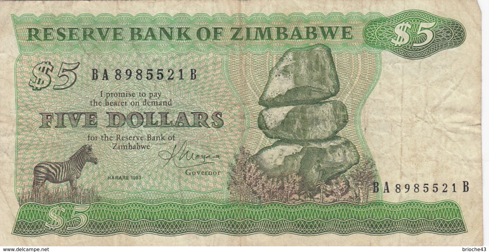 BILLET FIVE DOLLARS - RESERVE BANK OF ZIMBAWE  / R209 - Zimbabwe